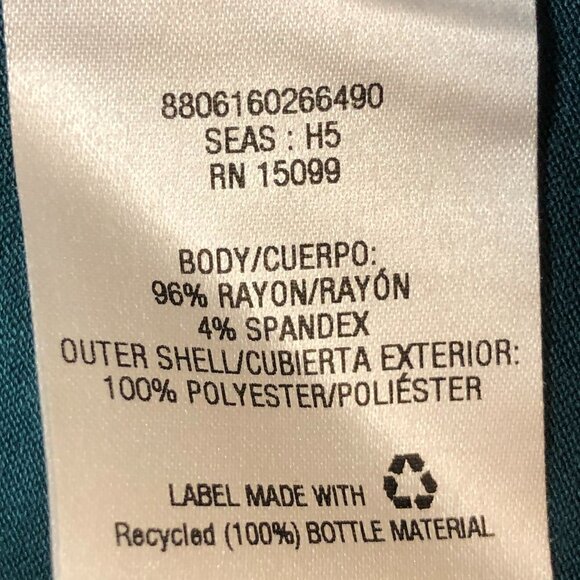 METAPHOR Deep Teal “Seas” Green Flowy Layered V-Neck Sleeveless Top Size Medium - Picture 4 of 5